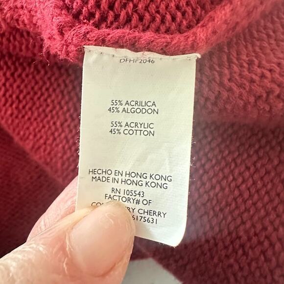 Daisy Fuentes Womens XL Sweater Cardigan Full Zip Red Mock Neck Burgundy - Picture 6 of 7
